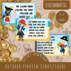 Outdoor pirate treasure hunt / privateer scavenger hunt in the garden / children&#39;s outdoor activities / PDF
