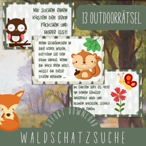 Outdoor Wald Schatzsuche / Wald Schnitzeljagd Kindergeburtstag / Outdoorschatzsuche Waldtiere / Kindergeburtstag im Garten / PDF