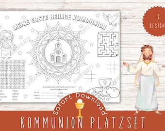 Kommunionfeier Platzset zum Ausdrucken / Erste heilige Kommunion Tischset / Kommunion mit Kindern feiern / Familienfeier Tischset