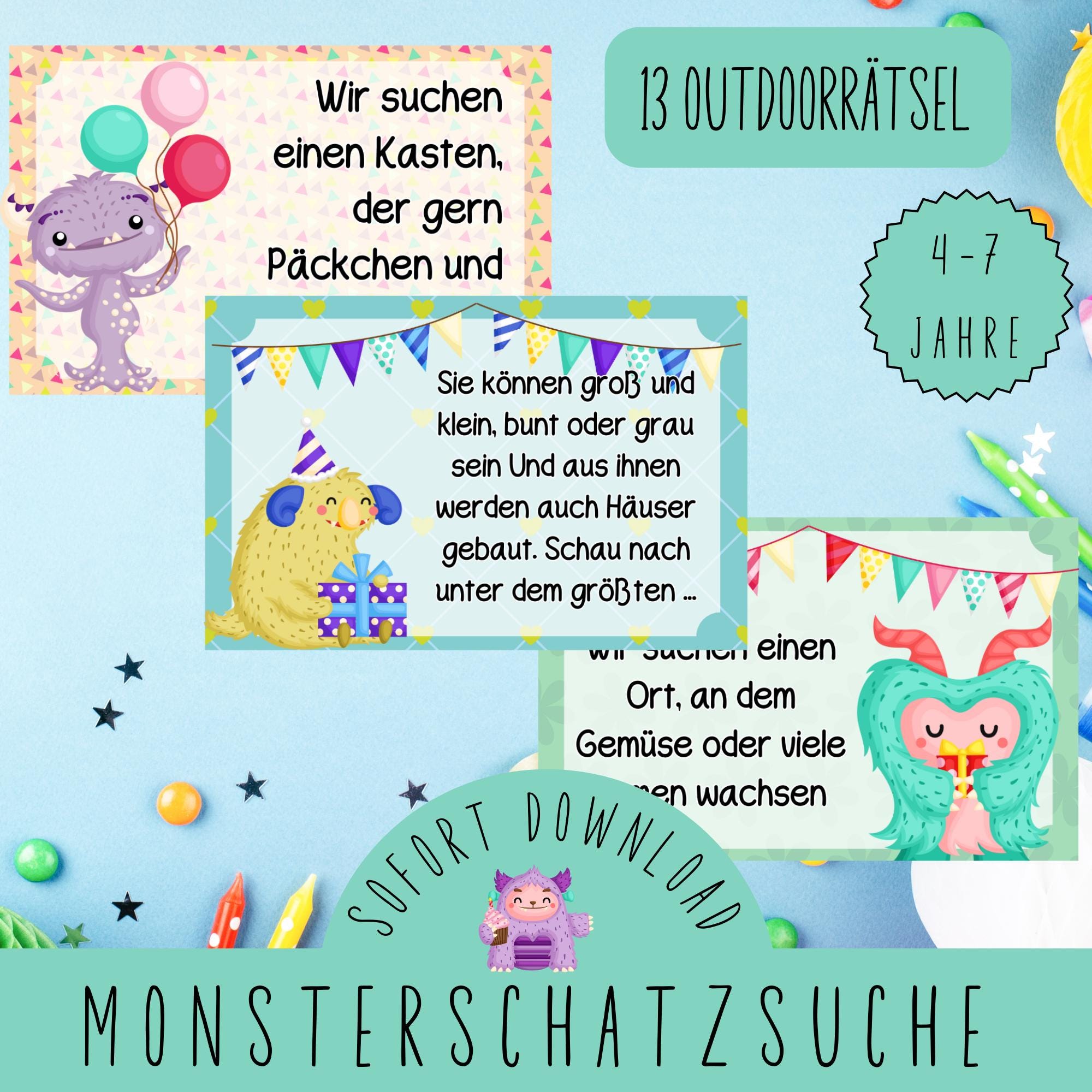 Outdoor Monster Treasure Hunt to Print / Monster Scavenger Hunt Outdoor / Children's Activities in the Garden