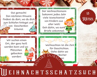 Christmas treasure hunt to print / Family game for Christmas / Children&#39;s activities at Christmas