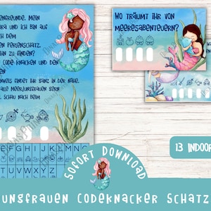 Caça ao tesouro de sereia imprimível para festas de aniversário infantis/caça ao tesouro de sereia interna/festa de sereia em casa