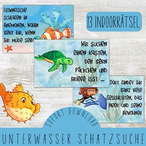 Meer Schatzsuche / Meer Schnitzeljagd / Unter Wasser Kindergeburtstag / Meer Geburtstagparty / Meerestiere Kindergeburtstag / Schatzsuche