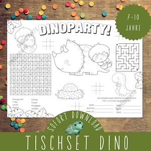 Placemat dinosaur party for the children&#39;s birthday party / placemat Dino to print out / primeval birthday coloring page / puzzle sheet dinosaur