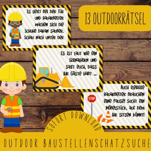 Caccia al tesoro stampabile nei cantieri all'aperto / caccia al tesoro degli operai edili in giardino / attività di compleanno dei bambini all'aperto / PDF