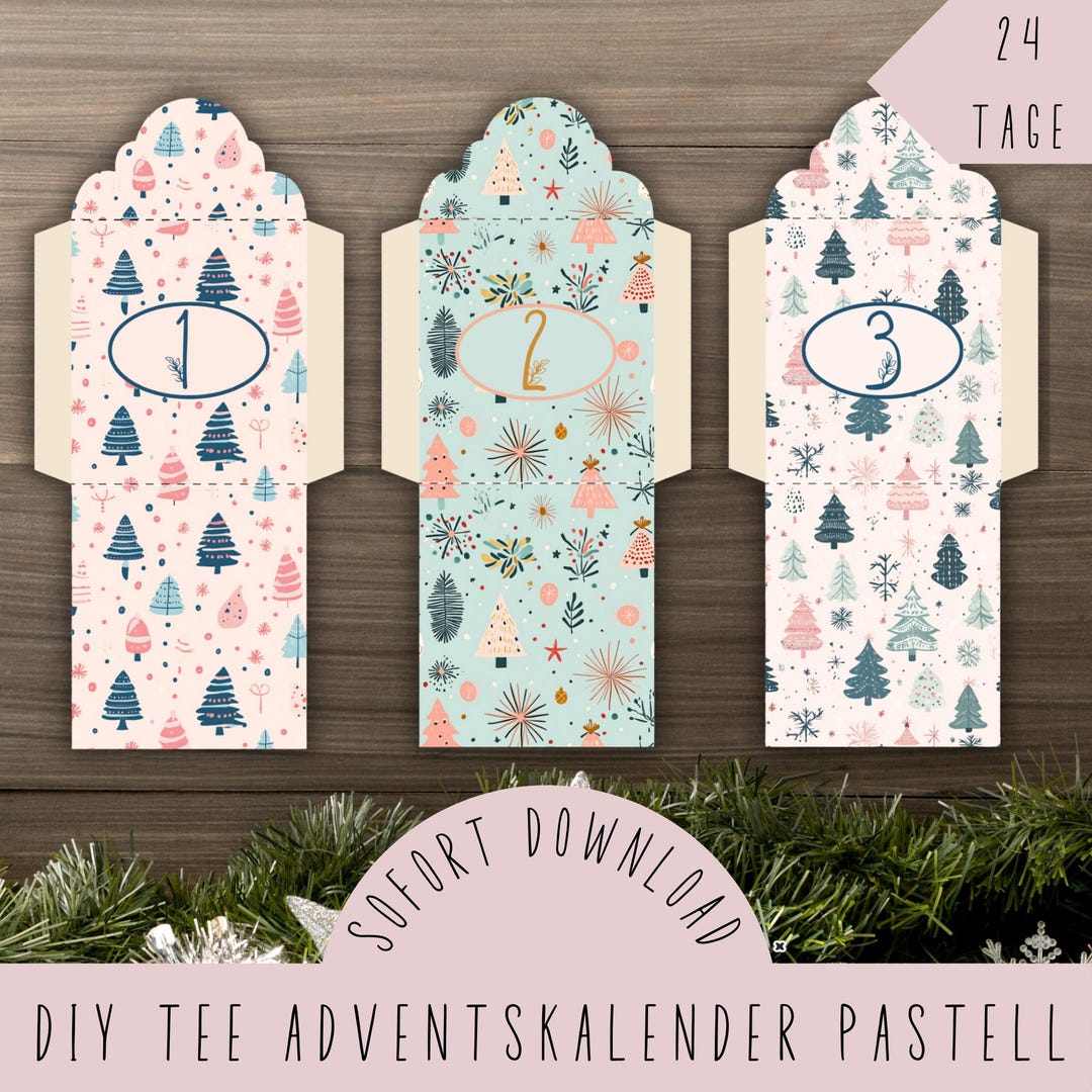 DIY Tea Advent Calendar in Pastel Colors / Pastel Tea Bag Covers for ...