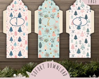 DIY tea advent calendar in pastel colors / pastel tea bag covers for the advent calendar / make your own advent calendar