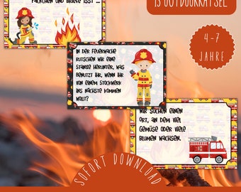 Ready-made outdoor fire brigade treasure hunt / firefighter scavenger hunt outdoors / fire brigade theme party / PDF