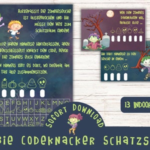 Zombie treasure hunt for children&#39;s birthdays to print out / Secret code treasure hunt / Halloween treasure hunt / Zombie theme scavenger hunt /