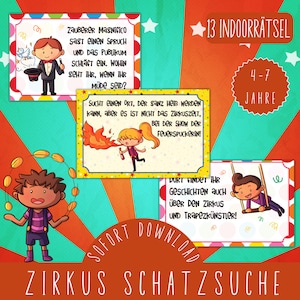Caccia al tesoro circense pronta da stampare / caccia al tesoro circense / attività per bambini al chiuso / gioco per feste di compleanno PDF