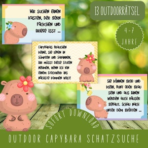 Chasse au trésor Capybara en plein air / Chasse au trésor Capybara dans le jardin / Chasse au trésor imprimable / Activité de plein air pour enfants