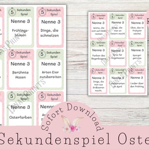 Druckbares 5 Sekundenspiel Ostern / Ratespiel Frühling / Beschäftigung für die Familie an Ostern / PDF