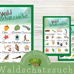 Waldschatzsuche / Naturbingo / Waldbingo / Schatzsuche in der Natur als Sofortdownload / Schatzsuche PDF