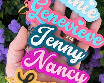 Custom name keychain, personalized name keychain choose your colors, backpack name tag, luggage tag, lunchbox tag, bag tag