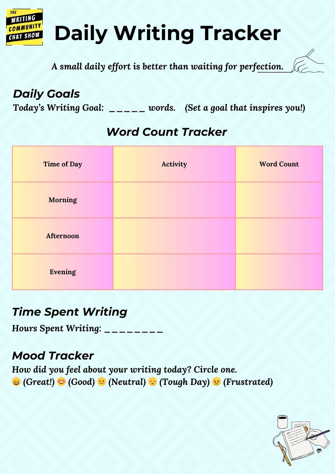 Authors Daily Writing Tracker: Printable & Editable Planner for Authors ...
