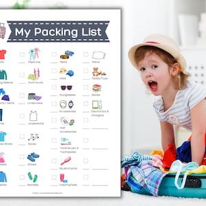 Kids Packing List | Digital Printable Vacation Packing List for Boys and Girls | Gender Neutral Design | Immediate PDF Download