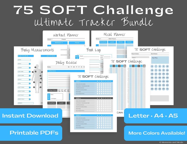 75 Soft Challenge Tracker Bundle | 75 Soft Printable Tracker | Weight ...