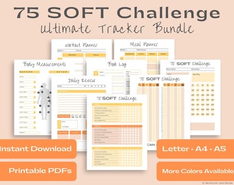 75 Soft Challenge Tracker Bundle | 75 Day Printable Tracker for Weight Loss, Exercise,  and Healthy Habits