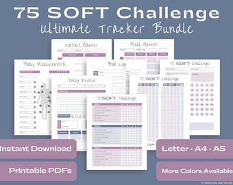 75 Soft Challenge Tracker Bundle | Printable 75 Soft Tracker | Habit Tracker | Weight Loss Tracker