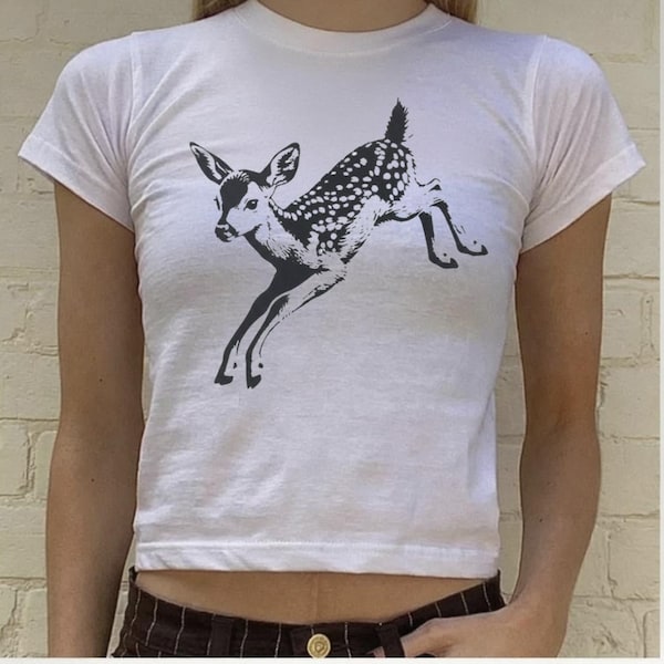 Koszulka Fawn Baby: kultowy styl lat 90. XX wieku, 100% bawełny (nadruk w USA)
