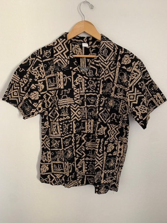 Mens Vintage Hawaiian Tiki Shirt - image 1