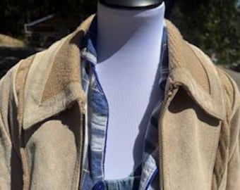 Vintage Suede Sweater Bomber Style Jacket / XL