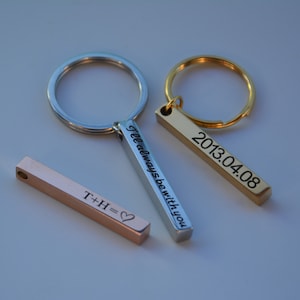Personalized Bar Keyring, Keychain Custom Engraved, Engraved Keyring, Birthday gift