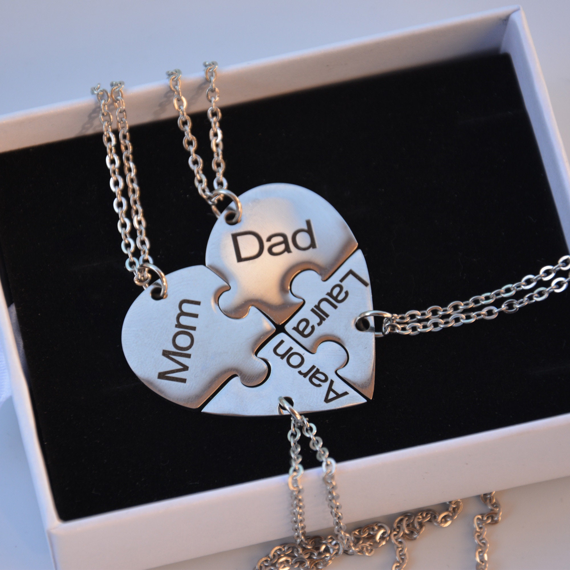 Custom Heart Puzzle Necklace Personalized Puzzle Family Etsy