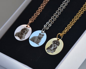 Pet Photo Necklace, Personalized necklace, Dog Necklace, Cat Necklace, Engraving Pet Necklace