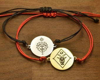 Personalized Zodiac bracelet,  Horoscope bracelet, Disc bracelet, Engraved Jewelry
