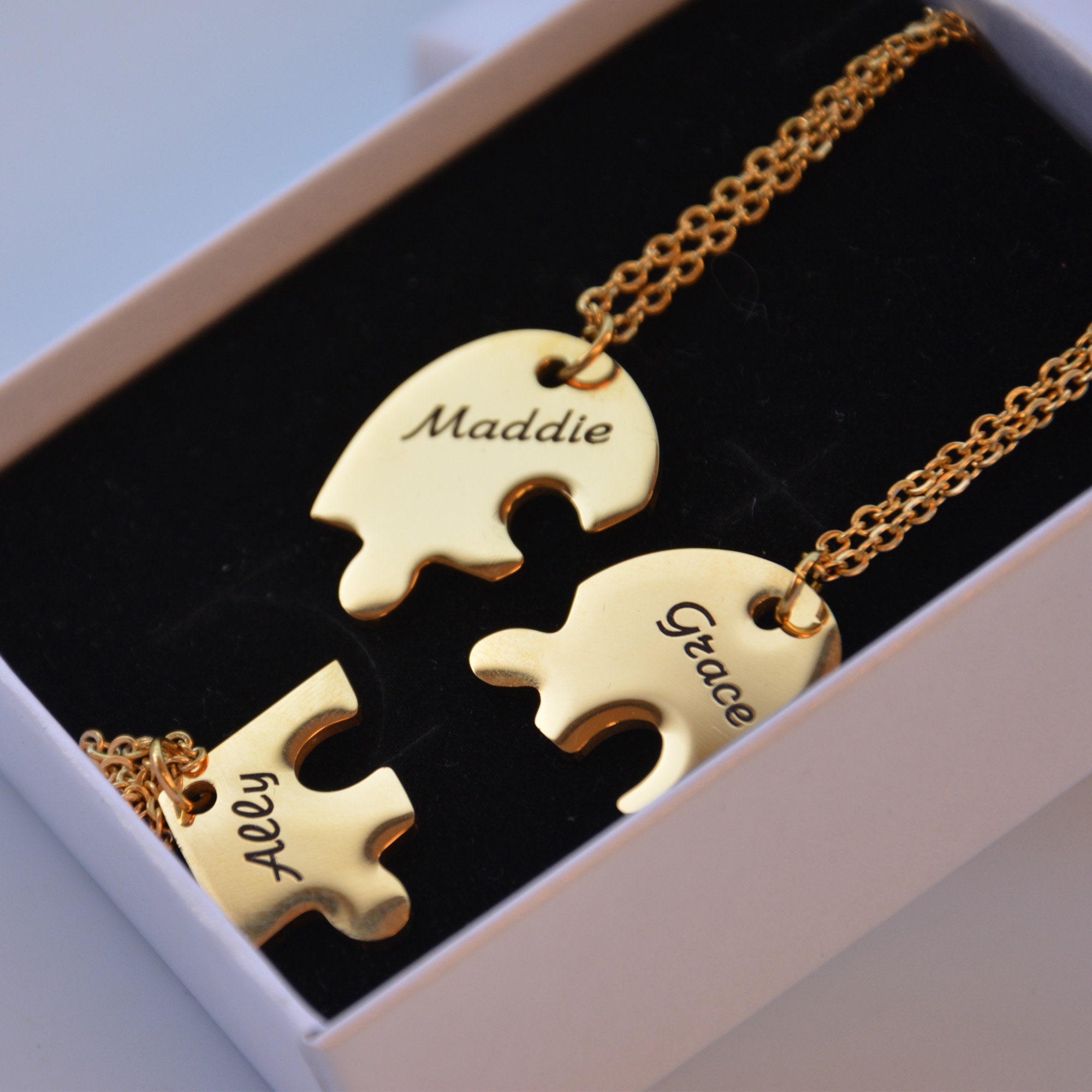 Custom Heart Puzzle Necklace Personalized Puzzle Family Etsy