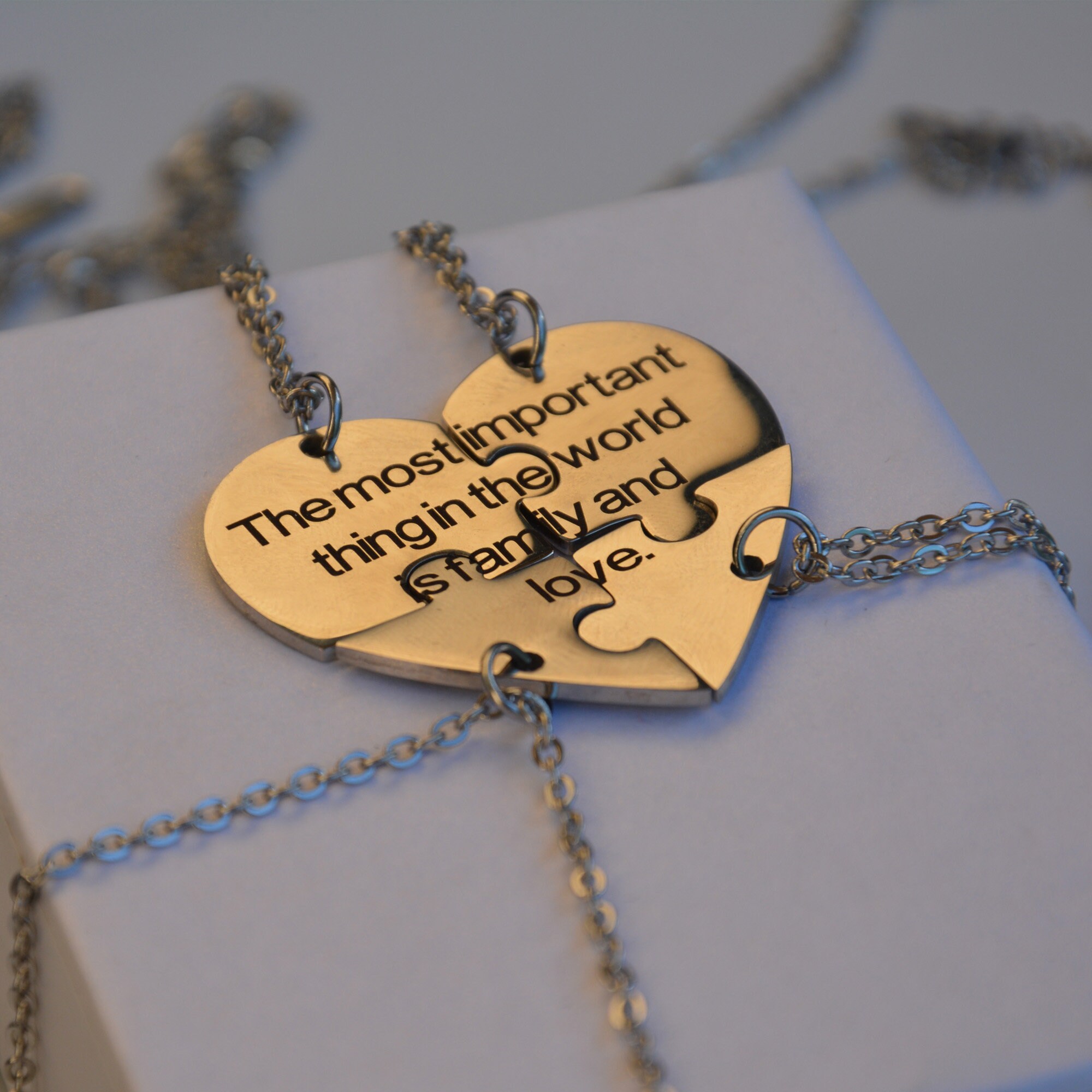 Custom Heart Puzzle Necklace Personalized Puzzle Family Etsy