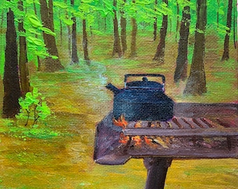 Original acrylic painting on canvas panel, framed