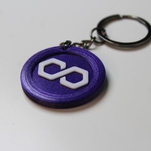 Porte-clés Polygone MATIC | Crypto-monnaie 3D | Jeton