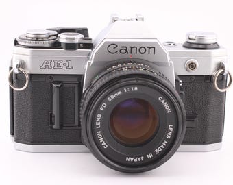 Canon AE-1 SLR 35mm Film Camera with 50mm f1.8 Lens