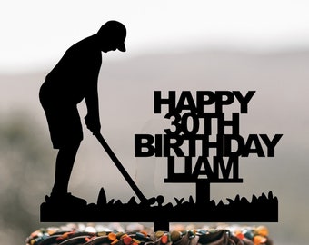 Décoration de gâteau d'anniversaire de golf | Décoration de gâteau personnalisée pour joueur de golf | Décoration d'anniversaire de golf personnalisée | Anniversaire de golf | Nom Âge Gâteau de golf