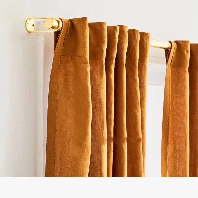 Rust Curtain Boho 2 Panels Curtains Cotton Curtains Modern Etsy