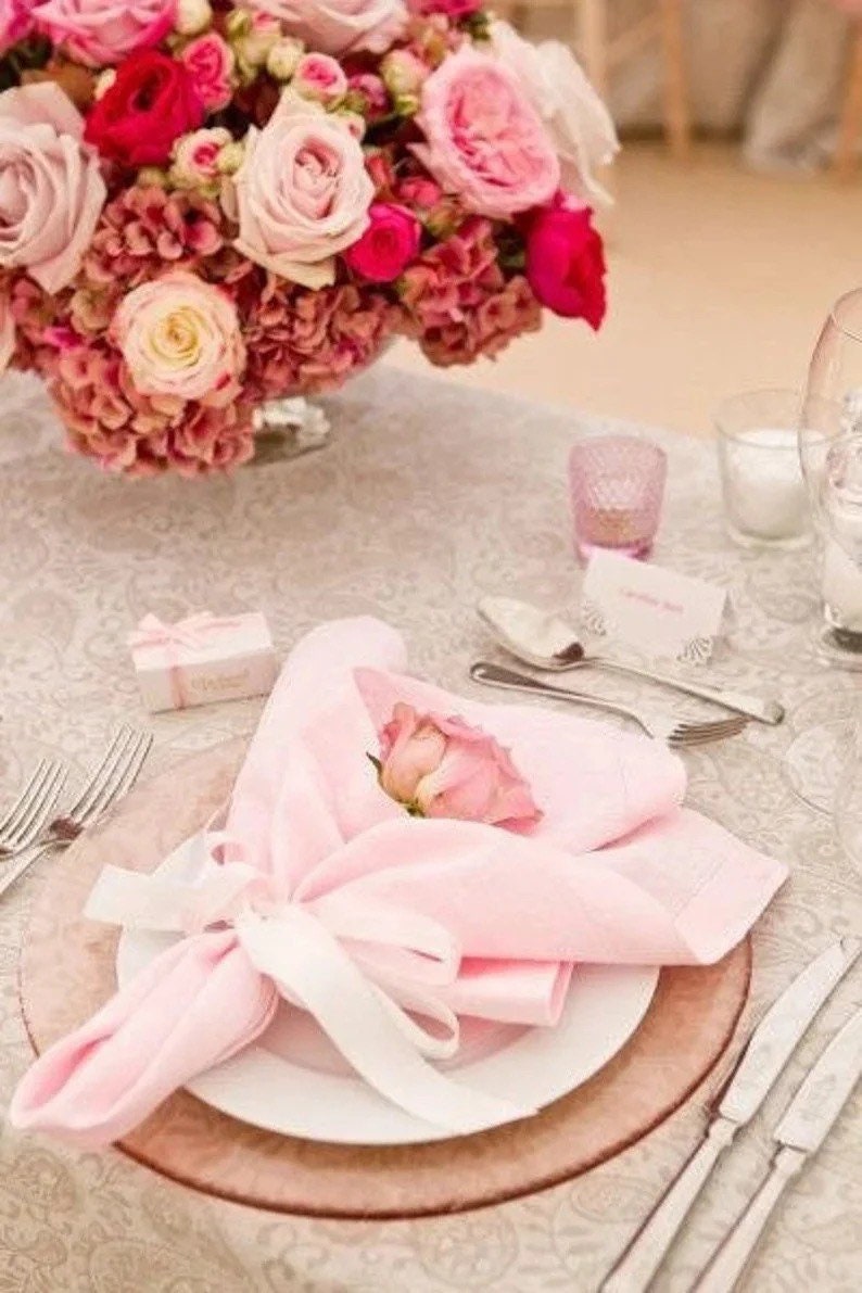 Blush Pink Napkins Cotton Handmade Napkins Reusable Napkins Etsy