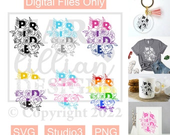 Floral Pride Bundle, LGBTQ svg, LGBT svg, Gay Pride, Cricut, Silhouette cameo, svg file, pride 2022 svg, rainbow svg, gifts, pride month svg
