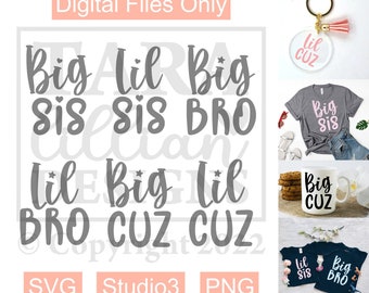 Big cuz, Little cuz, svg, digital download, cut file for silhouette, cricut, scan n cut, cousin svg, sibling, little brother, big sister