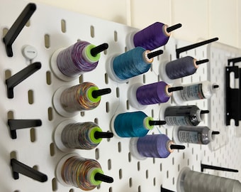 Thread Spool & Cone Holder for Skadis Pegboard