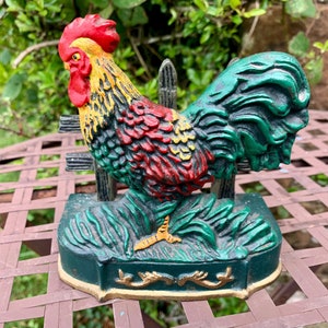GALLO DE HIERRO FUNDIDO - Carta de pollo gallo de hierro fundido vintage o estante de recetas - Kitchenalia - Artículo de escritorio ideal o regalo para amantes del pollo