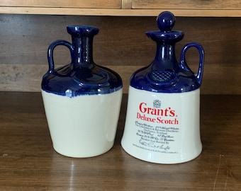 Vintage Scottish Grants Deluxe Glazed Potter Scotch Whisky gres flagon Jug Decanter con jarra de agua a juego Jug