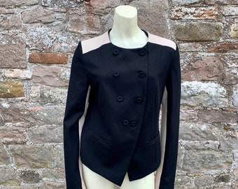 Retro 90s Ladies EXPENSIVE BRAND ( BAUKJEN) short black and cream evening jacket or blazer - work or casual