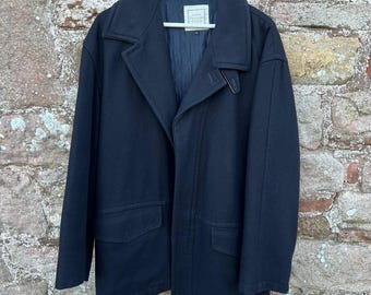 QUALITY CAR COAT  Savoy Taylors Guild in Navy and Size uk L - Wool Mix