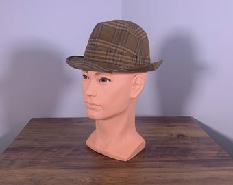 VINTAGE FAILSWORTH HAT - Vintage English Failsworth Checked Pork Pie or Trilby / Fedora style Hat