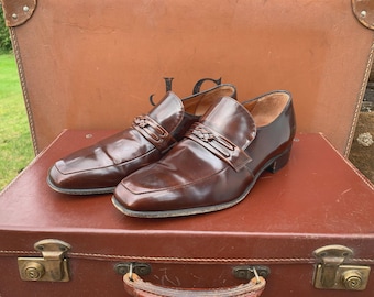 BARKER VINTAGE SHOES - Vintage High Quality Men's Classic English 70s style Handmade slip on Brown Shoes - Size 7 G