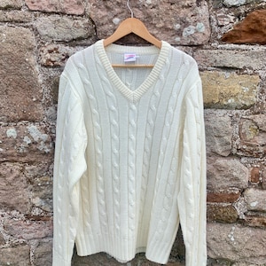 Retro V Neck Cable Knit English Cricket Jersey by Carta Sport