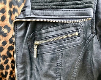 Retro 80s 90s Ladies or Girls Short Style Leather Bomber