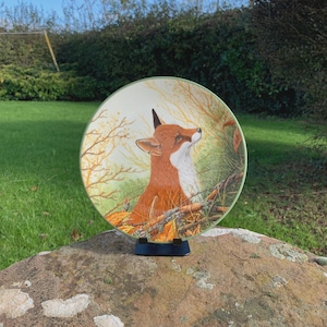 Exquisite English Decorative Bone China Plate with portrait of a Fox in a Country Setting